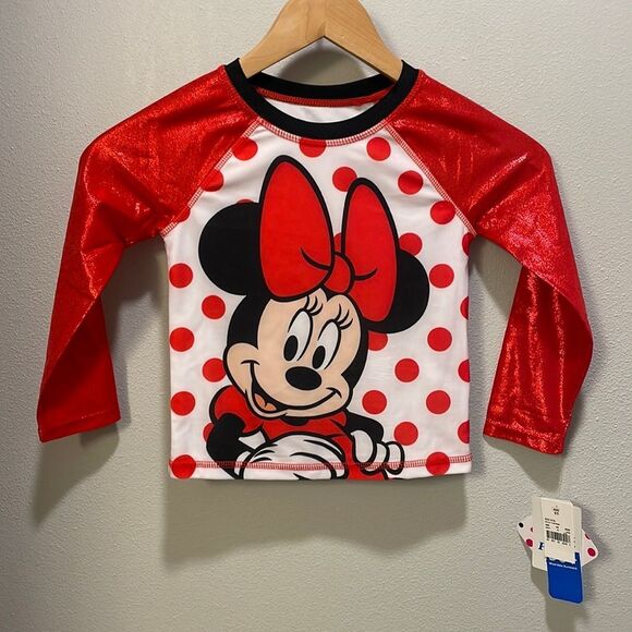 NWT Disney Minnie Mouse girls swim spf 50 sun shirt - Picture 1 of 8